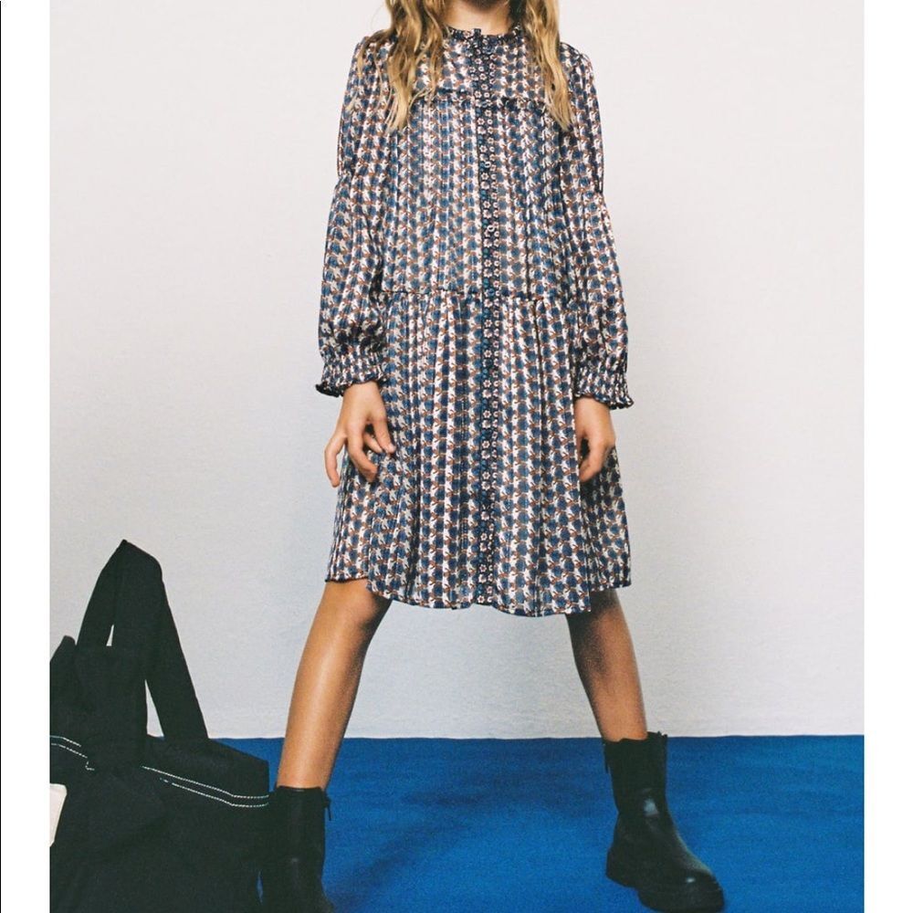 Tie print shirt dress